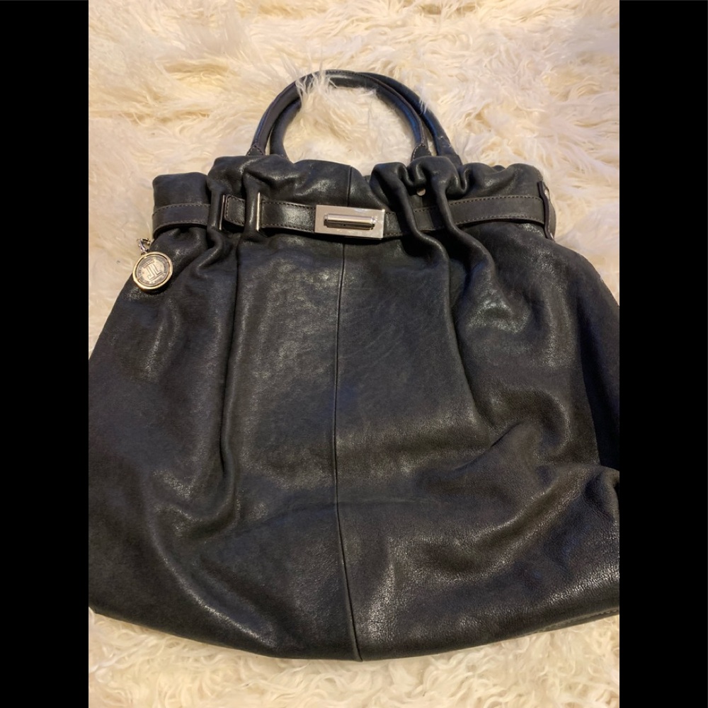 Lanvin top handle kid leather handbag.